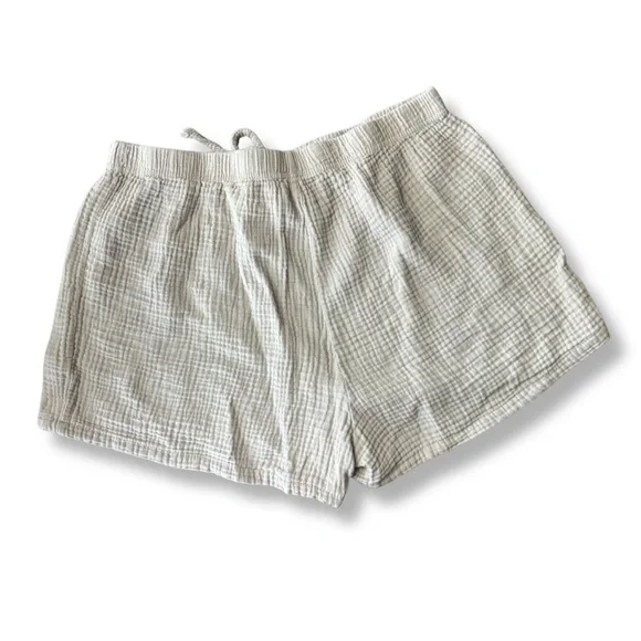 Børn XL Gauze Cotton Pajama Set Neutral Button Top & Shorts Lounge Set - Picture 3 of 5